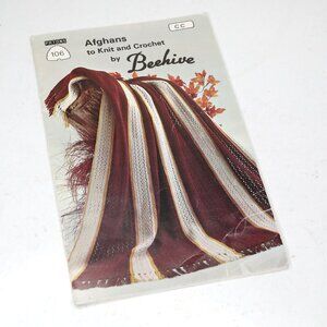 Vintage Beehive Afghan Knit & Crochet Pattern Booklet Retro Blanket Knitting